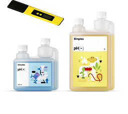 Комплект регуляторов pH Simplex + 0.5 / - 1 л. и Электронный рН-метр PH
