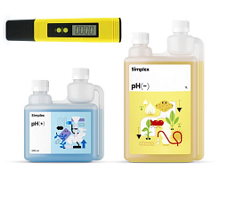 Simplex® комплект регуляторов pH+ 0.5 / - 1 л. и Электронный рН-метр PH