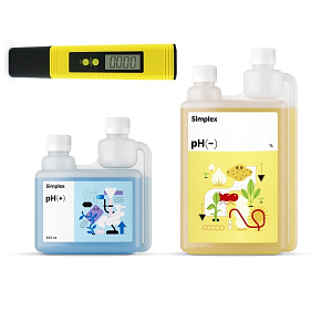 Simplex® комплект регуляторов pH+ 0.5 / - 1 л. и Электронный рН-метр PH